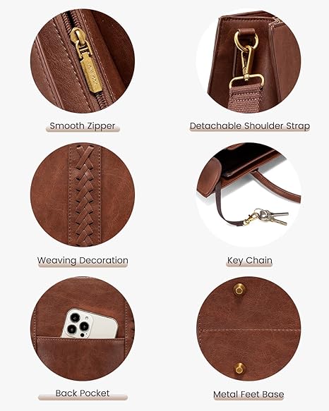 Laptop Tote Bag for Women, Vintage Leather Work Bag With Cup Holder, Waterproof Computer Purse, Professional Briefcase Office Shoulder Handbag, 15.6 Inch, Brown