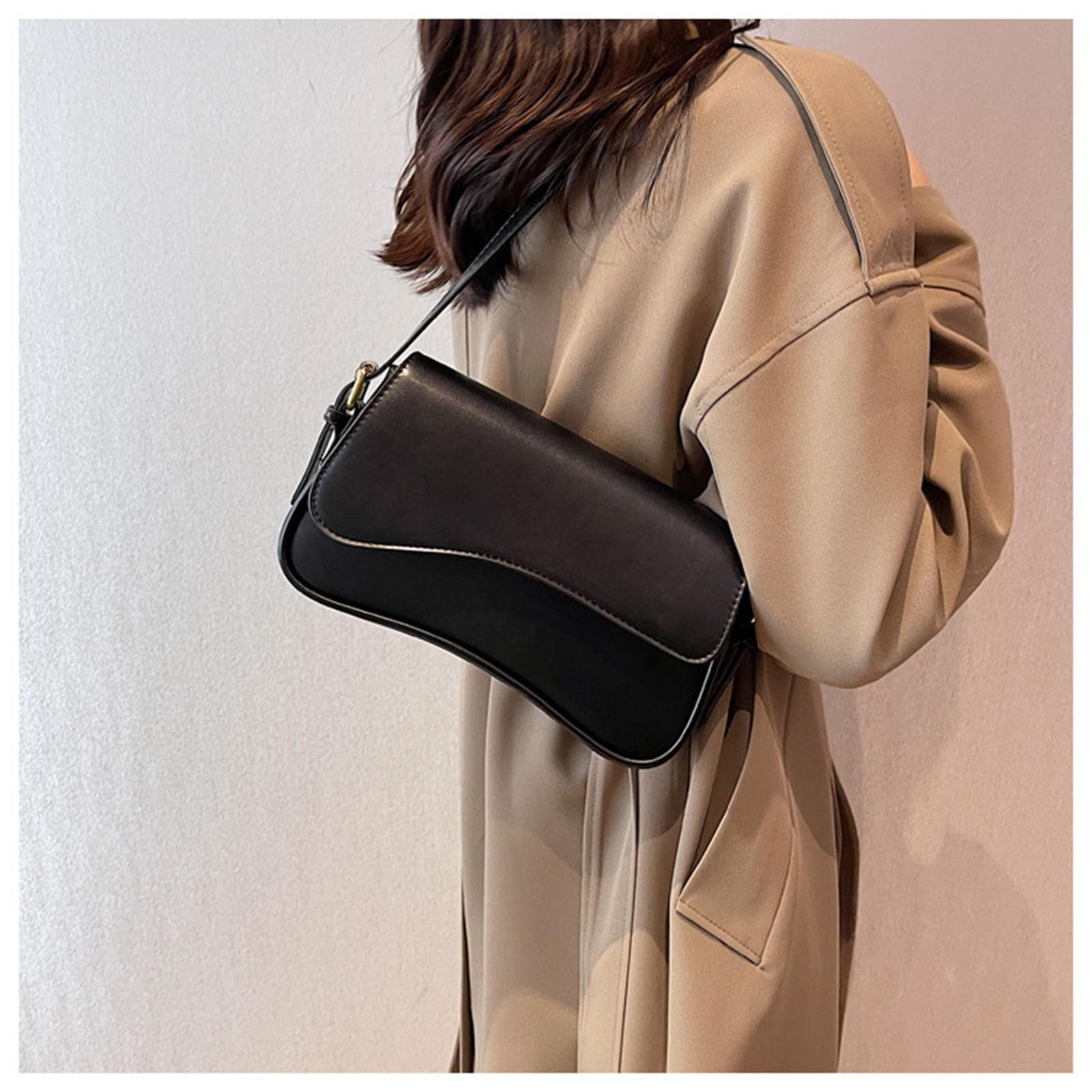 Shoulder Bag for Women Y2K Trendy Purse Vegan Leather Hobo Handbags Clutch Saddle Bag with 2 Removable Strap