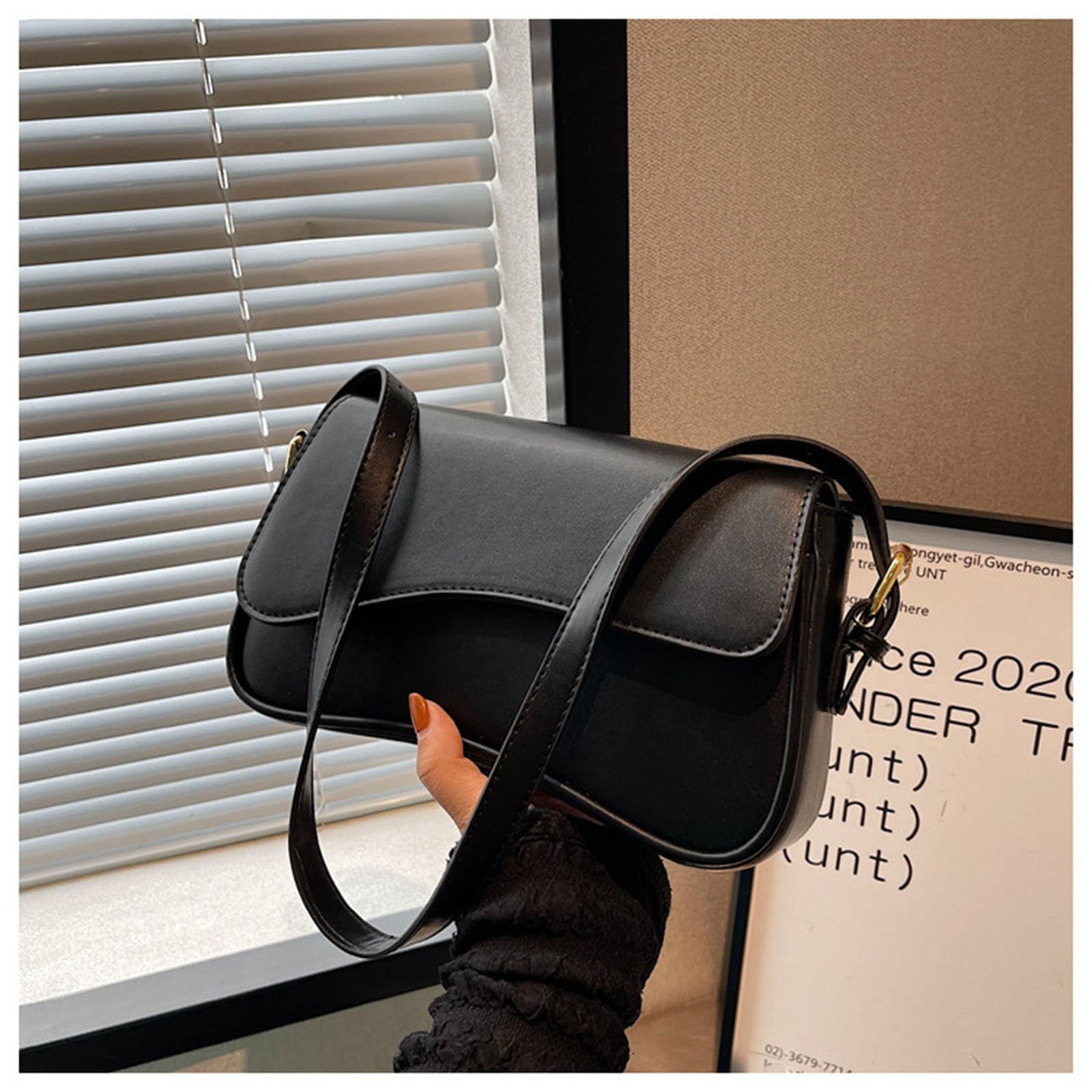 Shoulder Bag for Women Y2K Trendy Purse Vegan Leather Hobo Handbags Clutch Saddle Bag with 2 Removable Strap