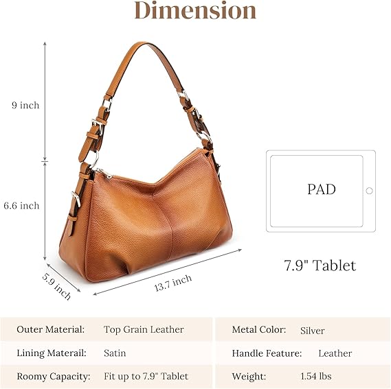 Womens Hobo Genuine Leather Shoulder Bag Top-handle Handbag Ladies Purses