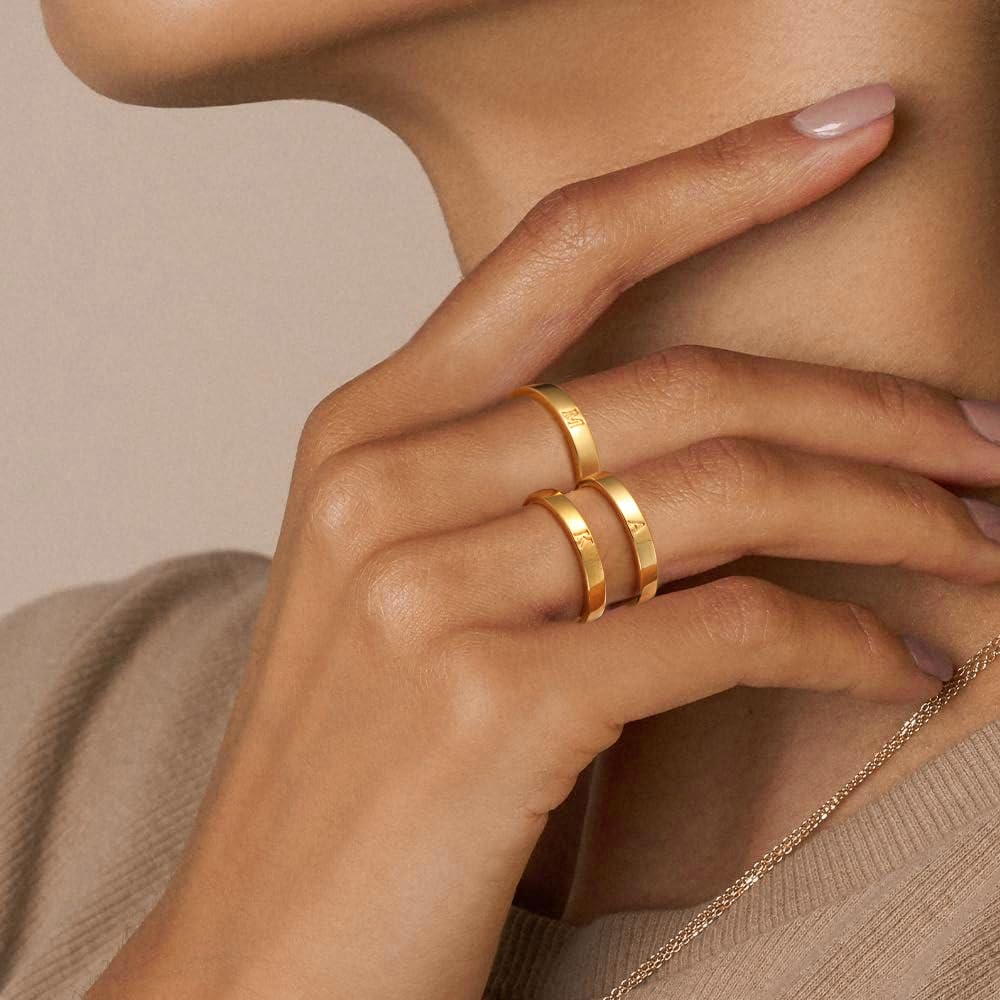 14K Gold Filled Rings for Women Non Tarnish Dainty Gold Initial Ring Stackable Gold Rings for Women Alphabet Letter Ring Wedding Bands Thin Thumb Pinky Stacking Rings Jewelry Gifts for Women