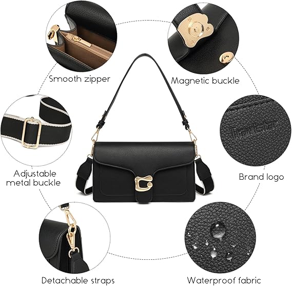 Travistar Crossbody Bags for Women Trendy - Small Cross Body Purse Shoulder Bag Leather Handbags Evening Clutch with 2 Straps