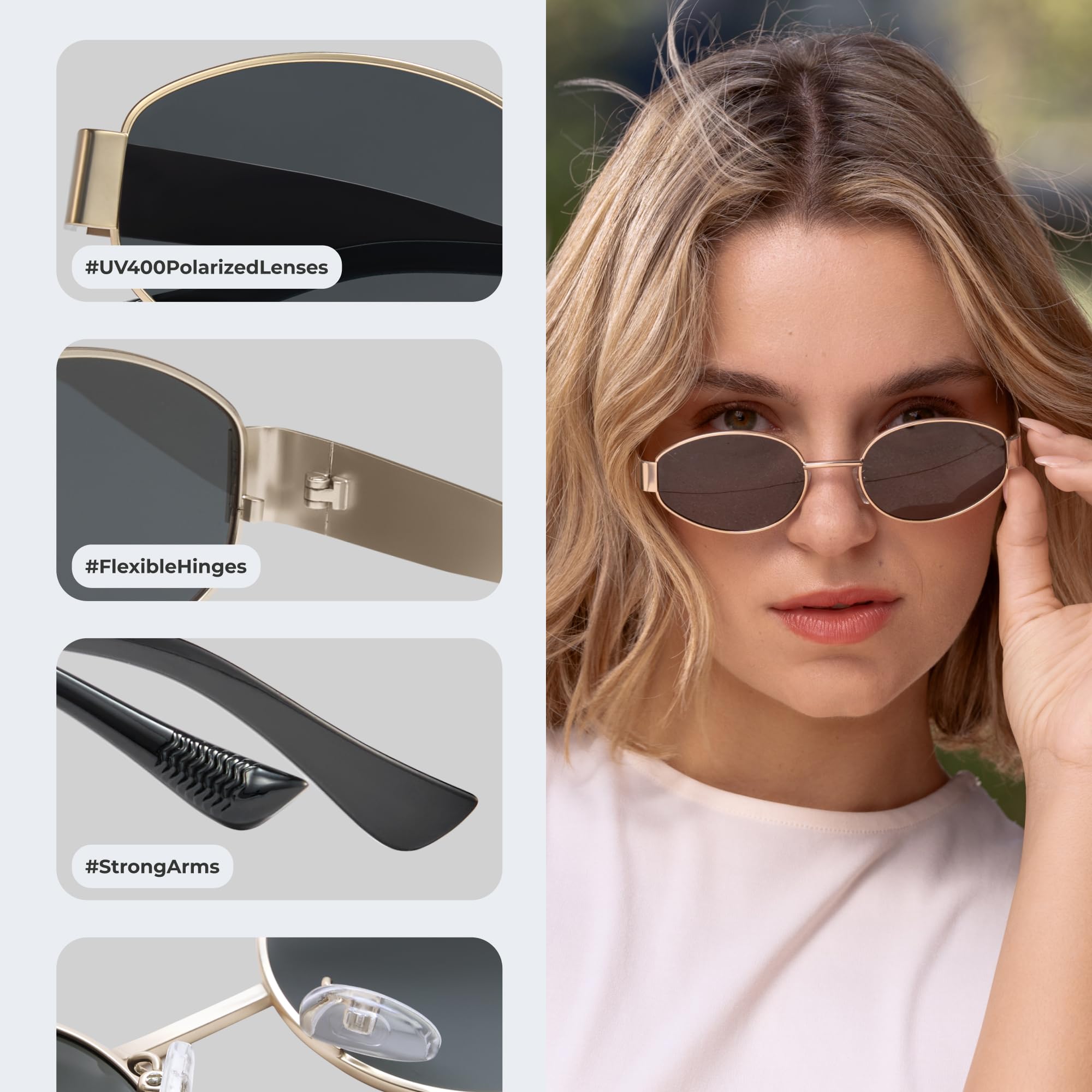 2025 Trendy Oval Sunglasses - Stylish Polarized Shades for Everyday - Retro Metal Frames